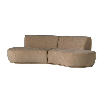 WOOOD Batavier Halvrund Soffa 4-Sits Sammet, Light Brown Melange