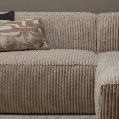 WOOOD Bean Schäslongsoffa Höger Ribbat Tyg, Travertin