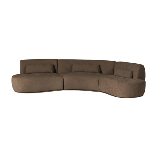 WOOOD Batavier Halvrund Soffa 6-Sits Sammet, Brown Melange