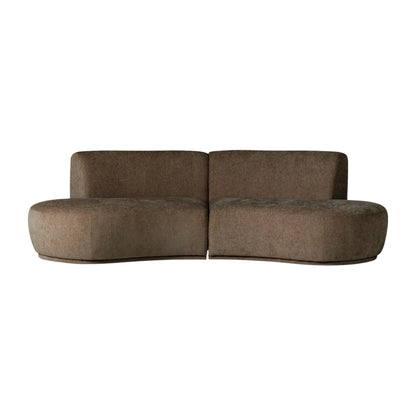 WOOOD Batavier Halvrund Soffa 4-Sits Sammet, Brown Melange
