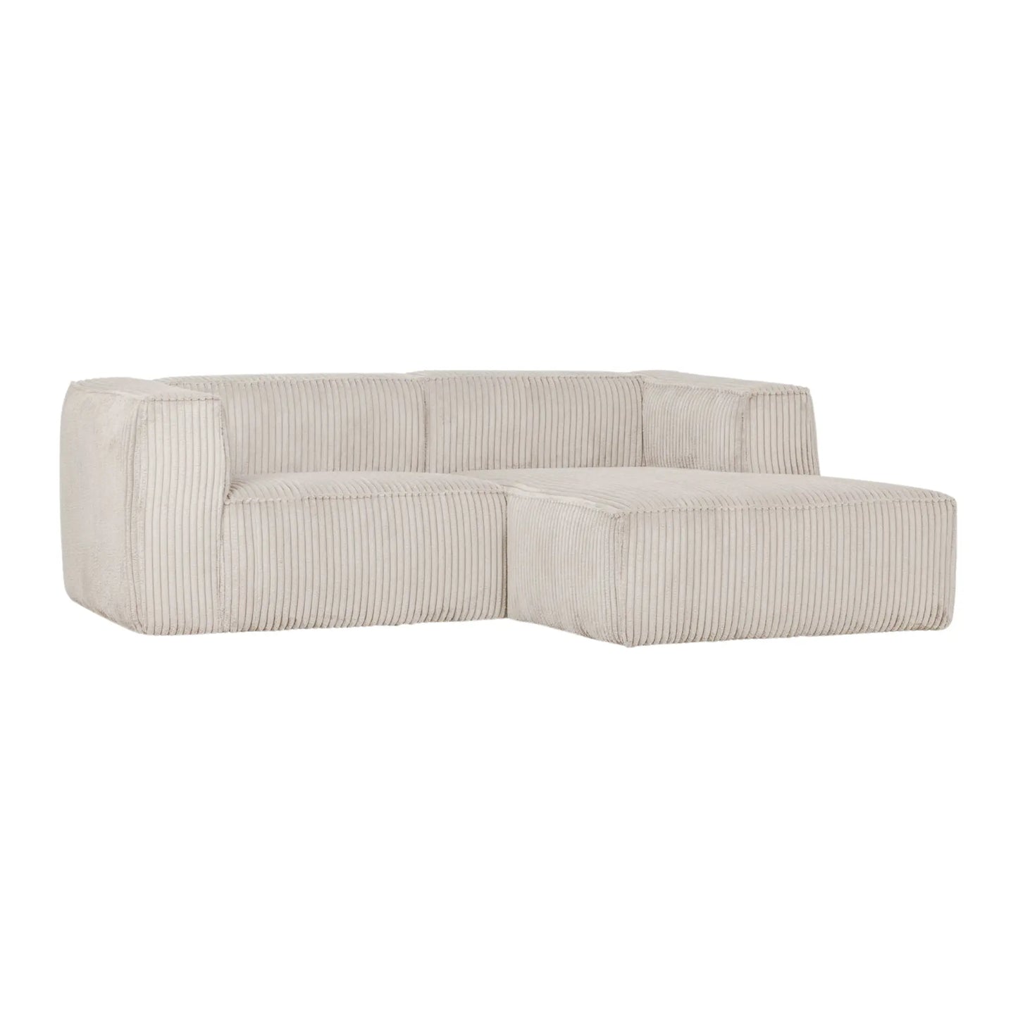 WOOOD Bean Schäslongsoffa Höger Ribbat Tyg, Natural