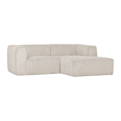 WOOOD Bean Schäslongsoffa Höger Ribbat Tyg, Natural