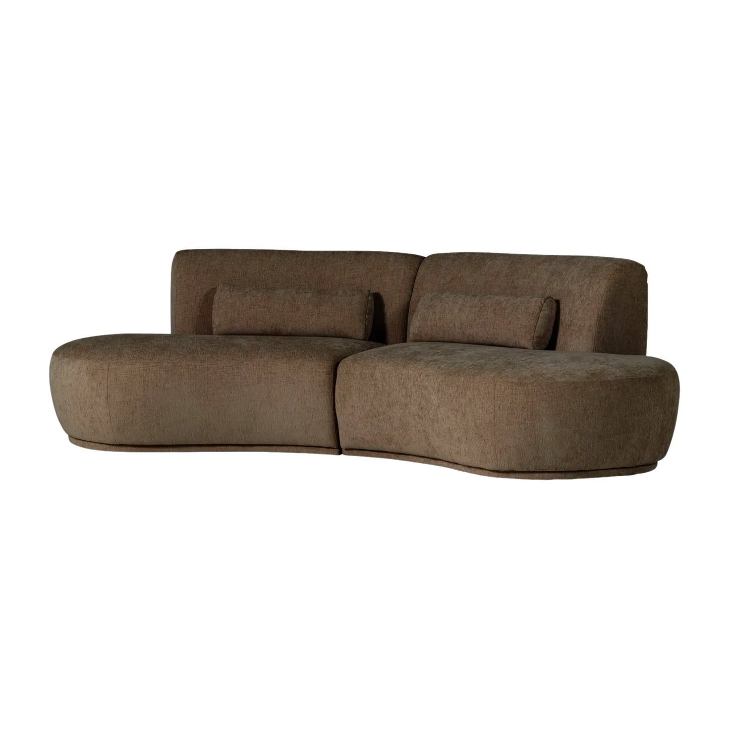 WOOOD Batavier Halvrund Soffa 4-Sits Sammet, Brown Melange