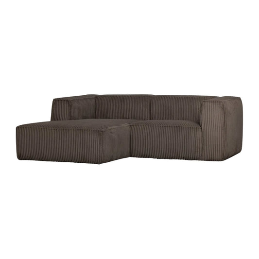 WOOOD Bean Schäslongsoffa Vänster Ribbat Tyg, Mud