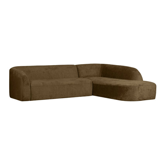 WOOOD Sloping Hörnsoffa Höger Sammet, Brass