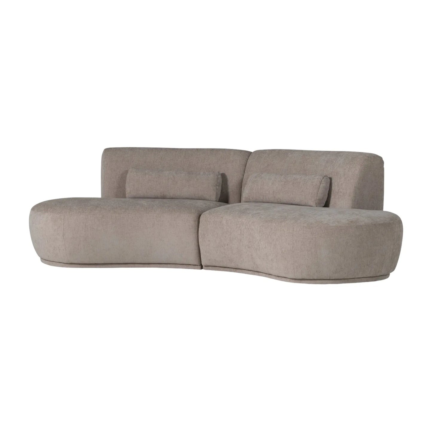 WOOOD Batavier Halvrund Soffa 4-Sits Sammet, Sand Melange