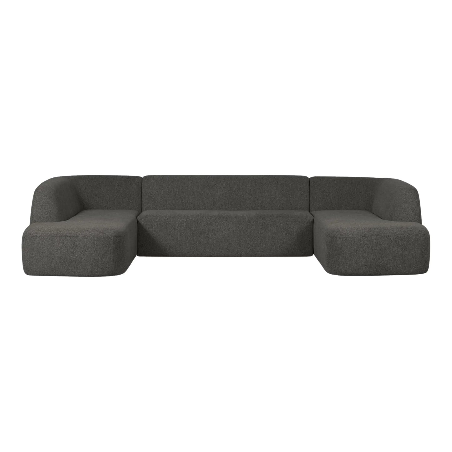 WOOOD Sloping Soffa U-Shape, Grey/Black Melange