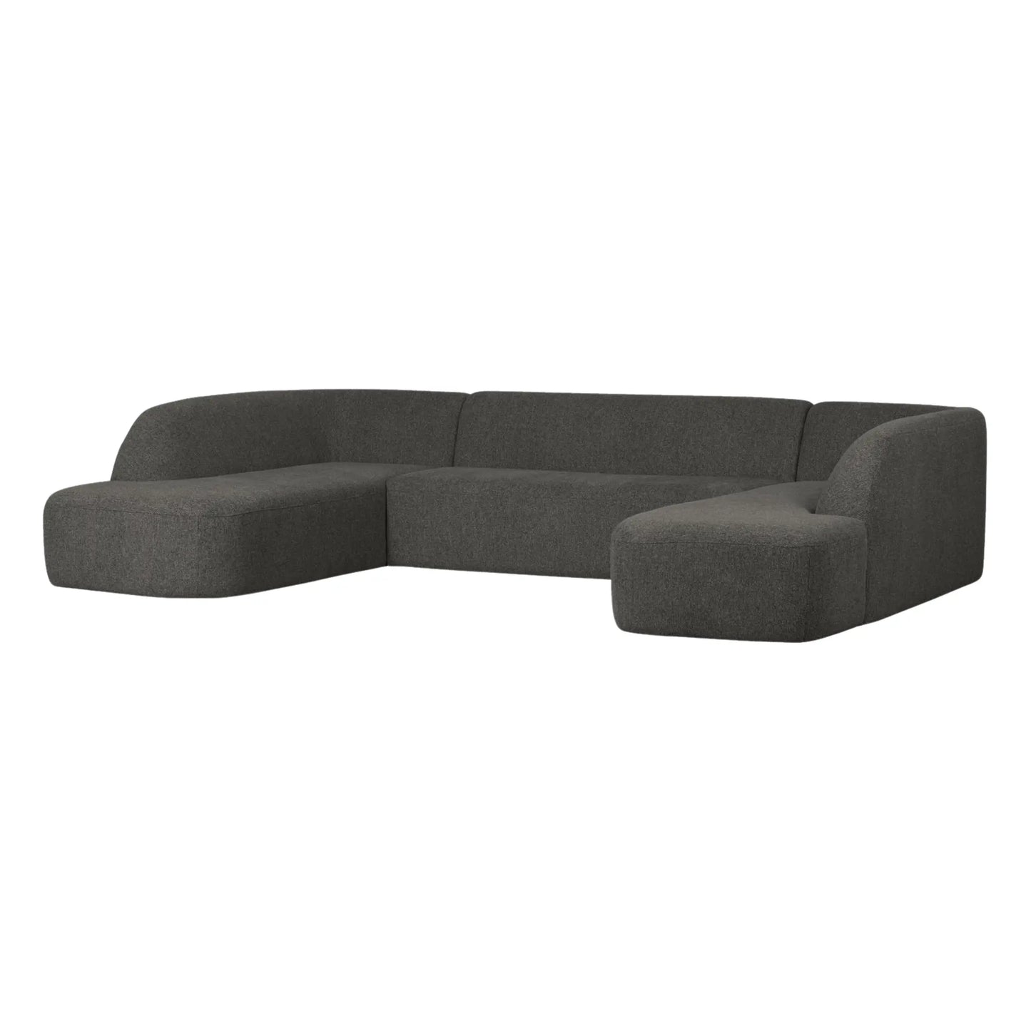 WOOOD Sloping Soffa U-Shape, Grey/Black Melange