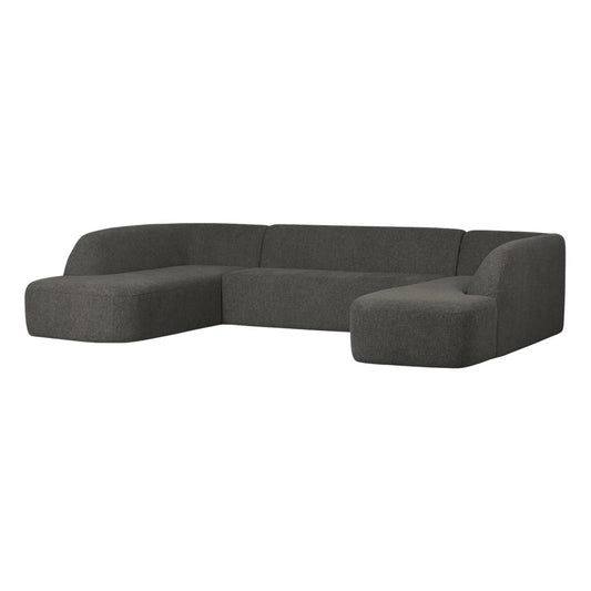 WOOOD Sloping Soffa U-Shape, Grey/Black Melange