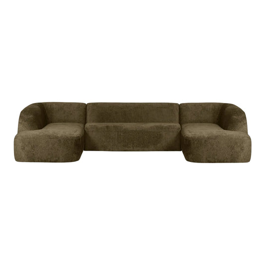 WOOOD Sloping Soffa U-Shape Sammet, Bonsai