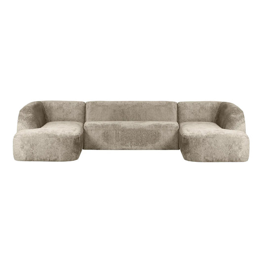 WOOOD Sloping Soffa U-Shape Sammet, Wheatfield