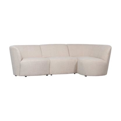 WOOOD Coco 3-Sits Soffa Rundad Höger Bouclé, Cream