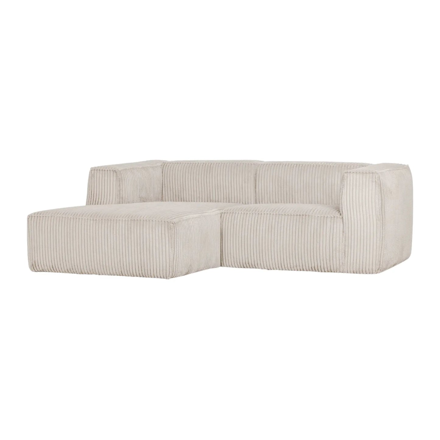 WOOOD Bean Schäslongsoffa Vänster Ribbat Tyg, Natural