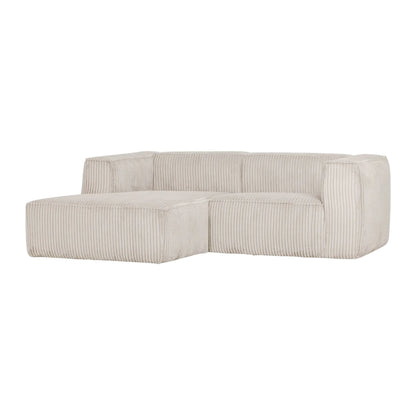 WOOOD Bean Schäslongsoffa Vänster Ribbat Tyg, Natural