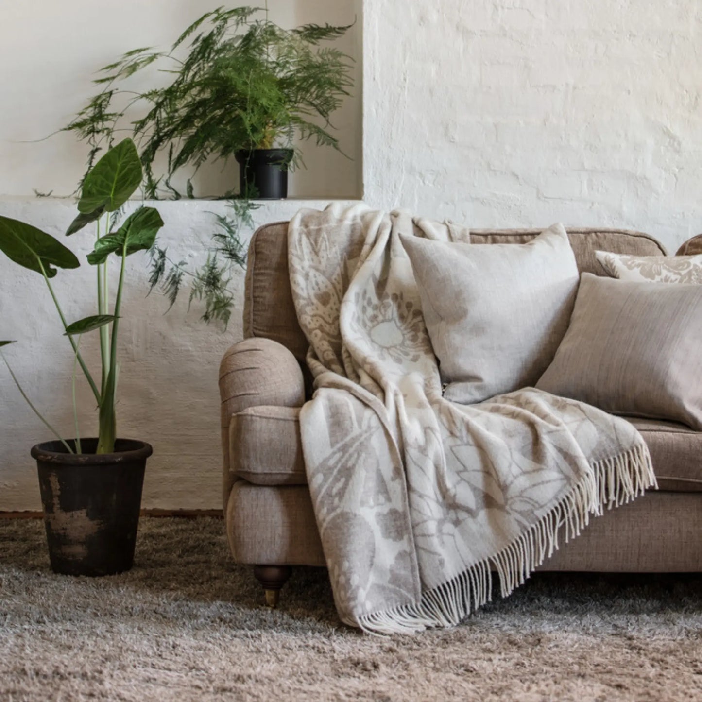 Almedahls Skogen Pläd 130x170cm, Beige Offwhite