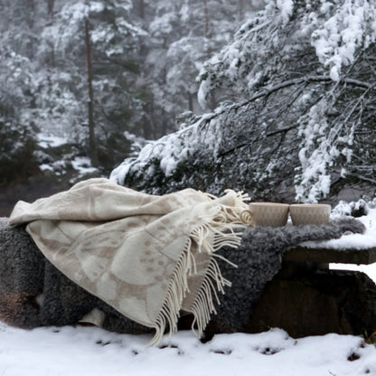 Almedahls Skogen Pläd 130x170cm, Beige Offwhite