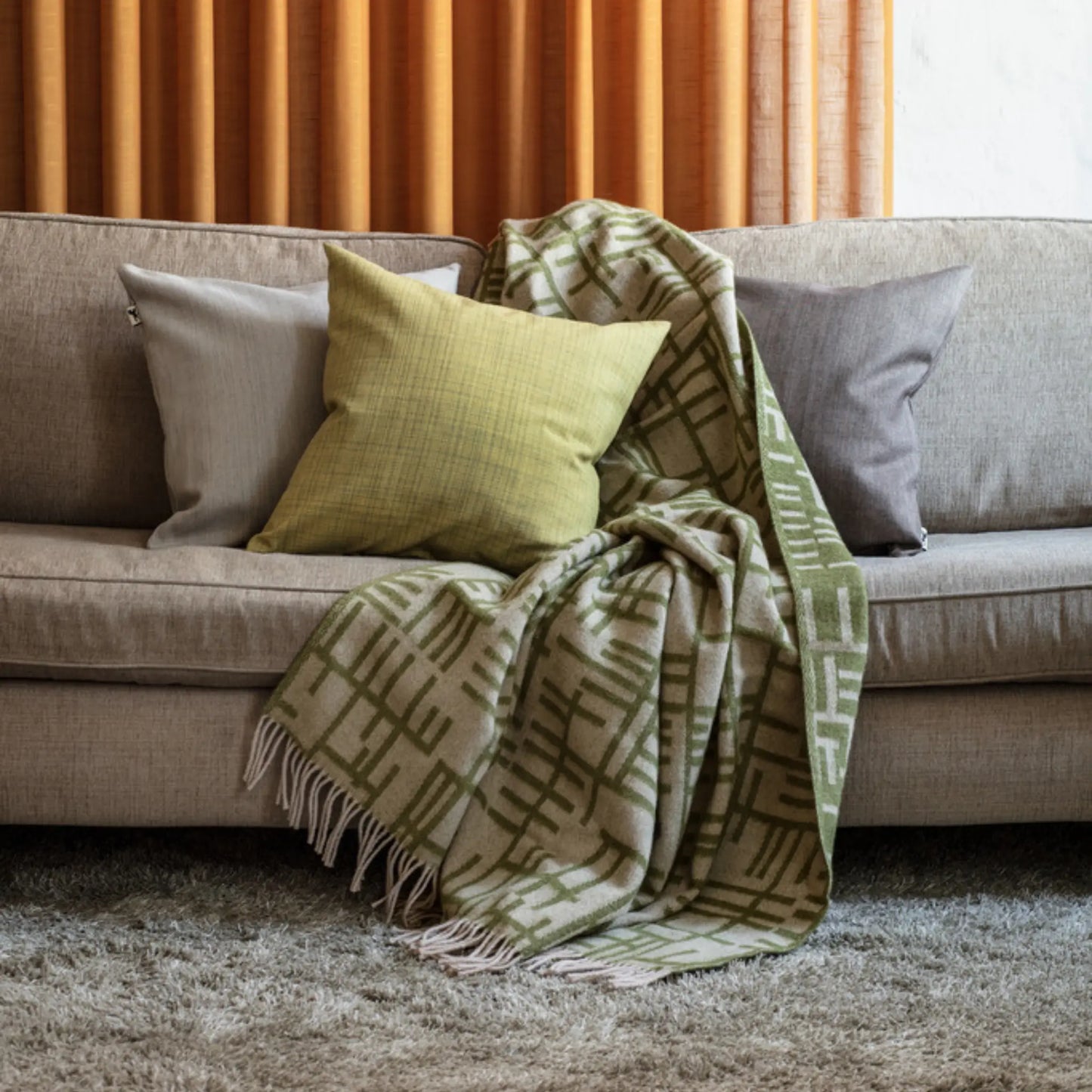 Almedahls Pickepin Pläd 130x170cm, Mossgrön Beige