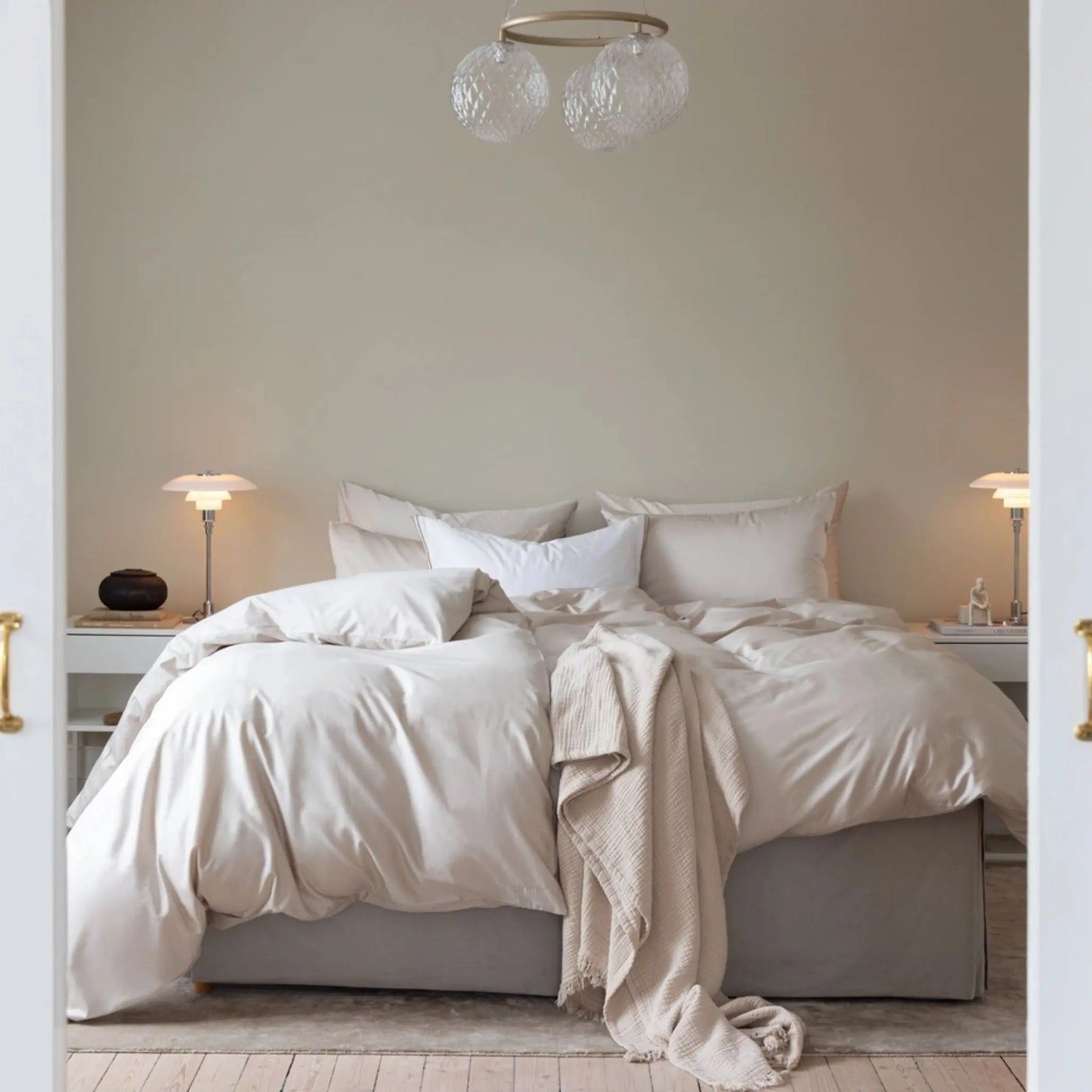 Borås Cotton Cloud Bäddset 150x210/50x60 cm, Ljus Beige