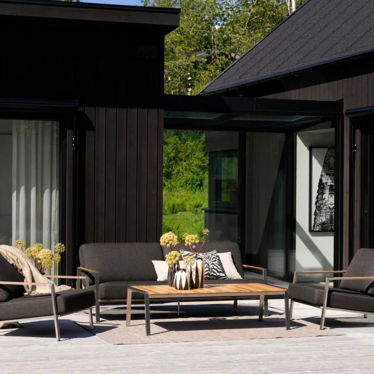 Brafab Naos 2,5-Sits Soffa, Rostfritt Stål/Nearly Black
