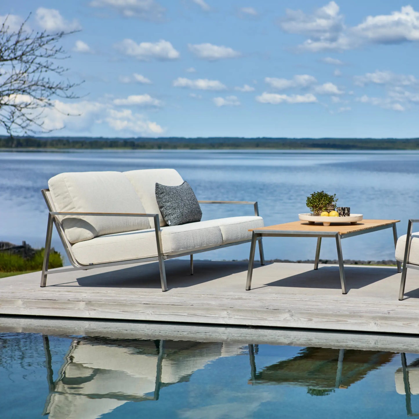 Brafab Naos 2,5-Sits Soffa, Stainless Steel/Dot Beige