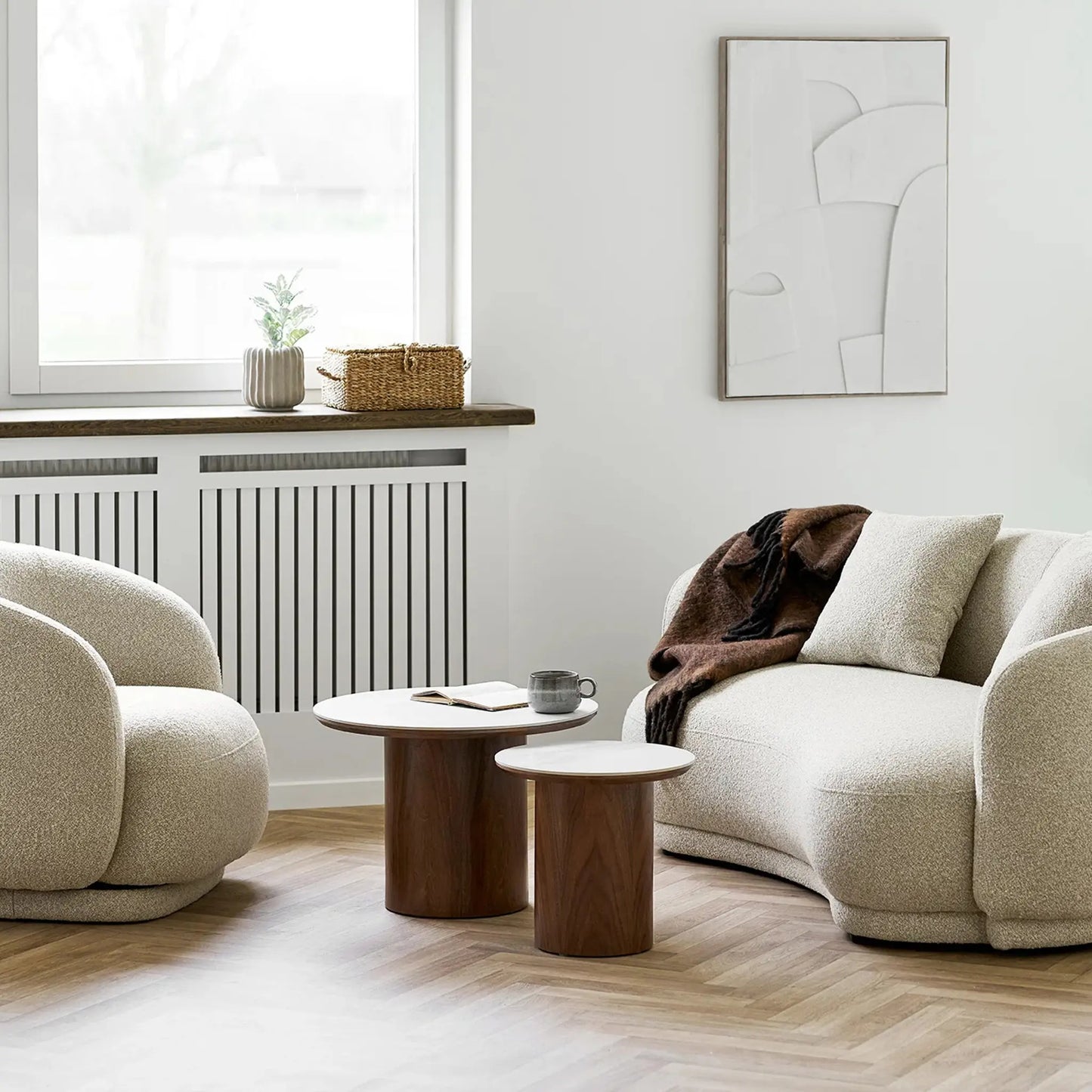 House Nordic Noli Soffbord 60 cm, Vit/Mörkbrun