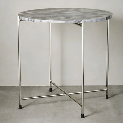 Lene Bjerre Marmilla Sidobord Ø50 cm, Mörkgrå/silver