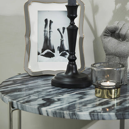 Lene Bjerre Marmilla Sidobord Ø50 cm, Mörkgrå/silver