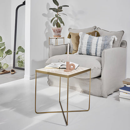 Lene Bjerre Traville Pelarbord Ø27.5 cm, Linne/ljusguld