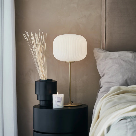 Markslöjd Sober Bordlampa 1 l Borstad, Mässing/Vit
