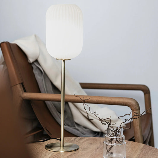 Markslöjd Cava Bordslampa 1 l Borstad, Mässing/Vit