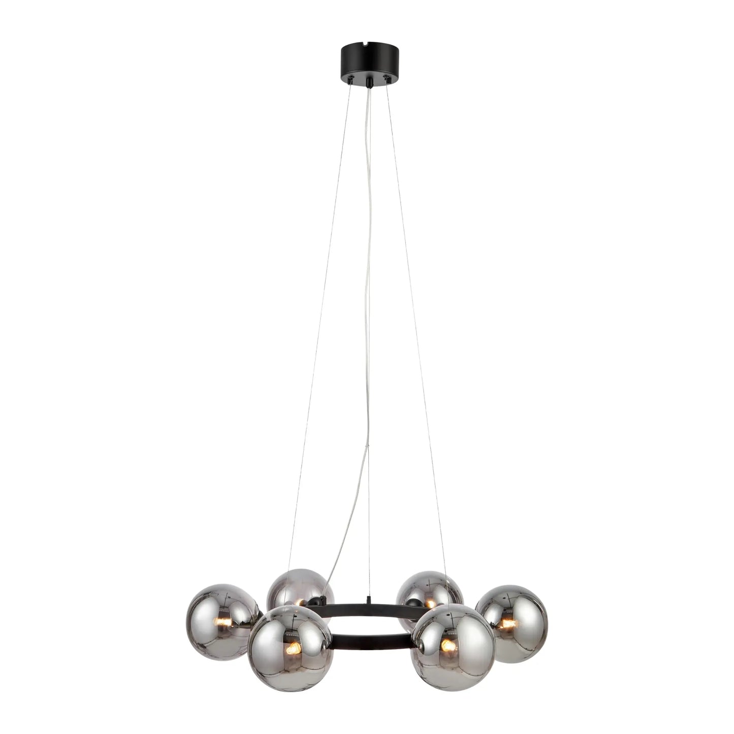 Markslöjd Circle Taklampa 6 l, Svart/Rökfärgad