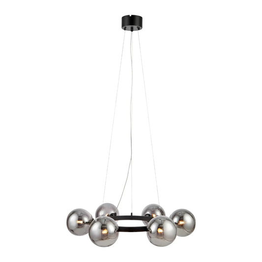 Markslöjd Circle Taklampa 6 l, Svart/Rökfärgad