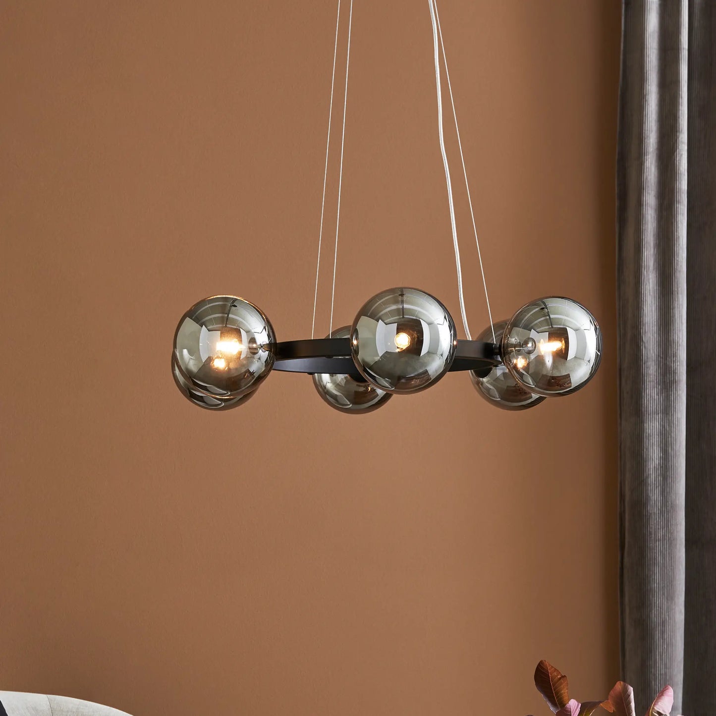 Markslöjd Circle Taklampa 6 l, Svart/Rökfärgad