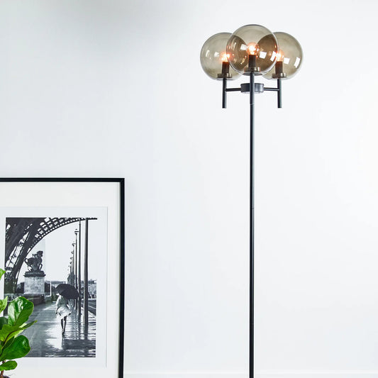 Markslöjd Crown Golvlampa 3 l, Svart/Rökfärgad