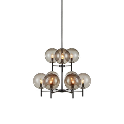 Markslöjd Crown Taklampa 9 l, Svart/Rökfärgad