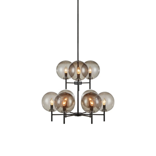 Markslöjd Crown Taklampa 9 l, Svart/Rökfärgad