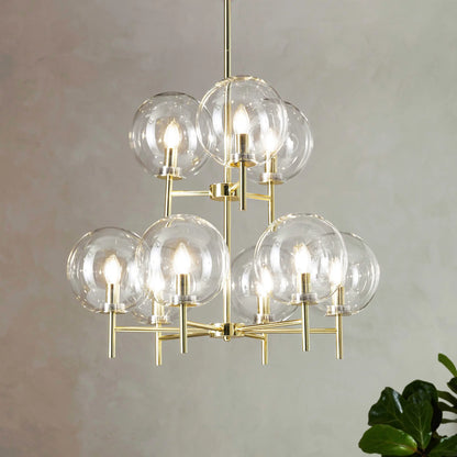 Markslöjd Crown Taklampa 9 l, Mässing/Klar