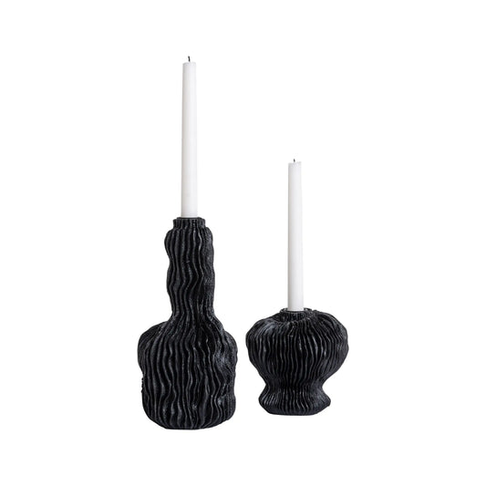 Mogihome, Bonnie Ljusstake Set Låg + Hög, Svart-Silvra Home
