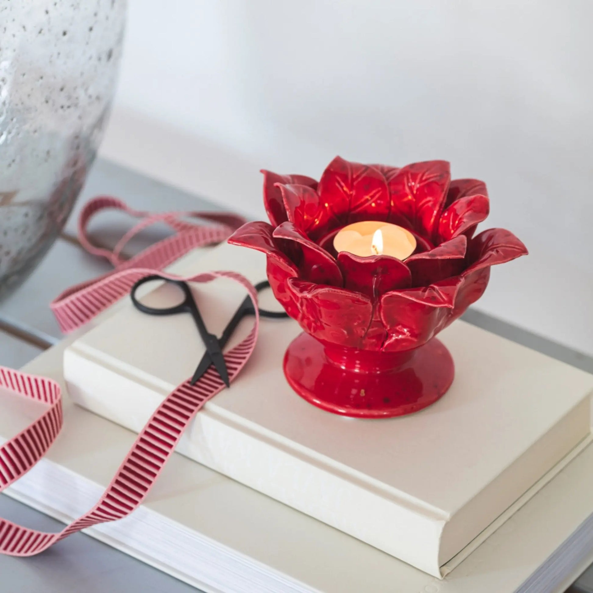 Mogihome, Shelly Amaryllis Ljuslykta, Röd-Silvra Home