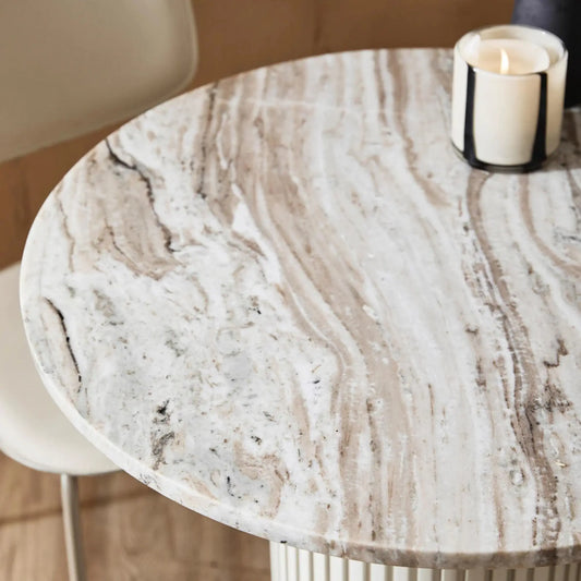 Nordal Erie Soffbord Rund, Vit Marmor