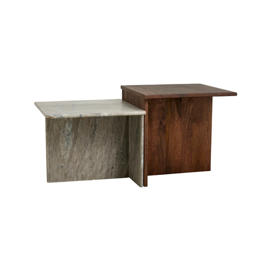 Nordal Odra Låga Soffbord, 2st, Trä/Marmor