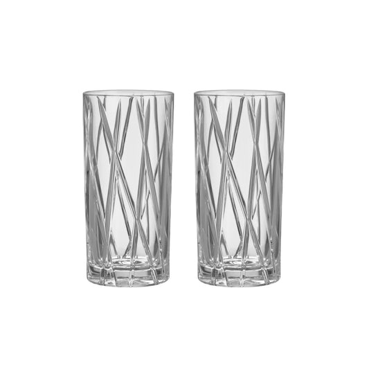 Orrefors, City Highball Glas 37 cl 2-Pack, Klar-Silvra Home