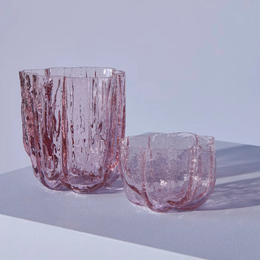 Kosta Boda, Crackle Ljuslykta 5,8 cm, Rosa-Silvra Home