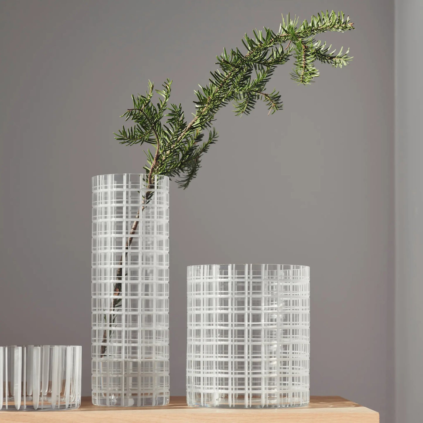 Orrefors, Cut In Number Vas Rutmönster 33 cm, Klar/Vit-Silvra Home