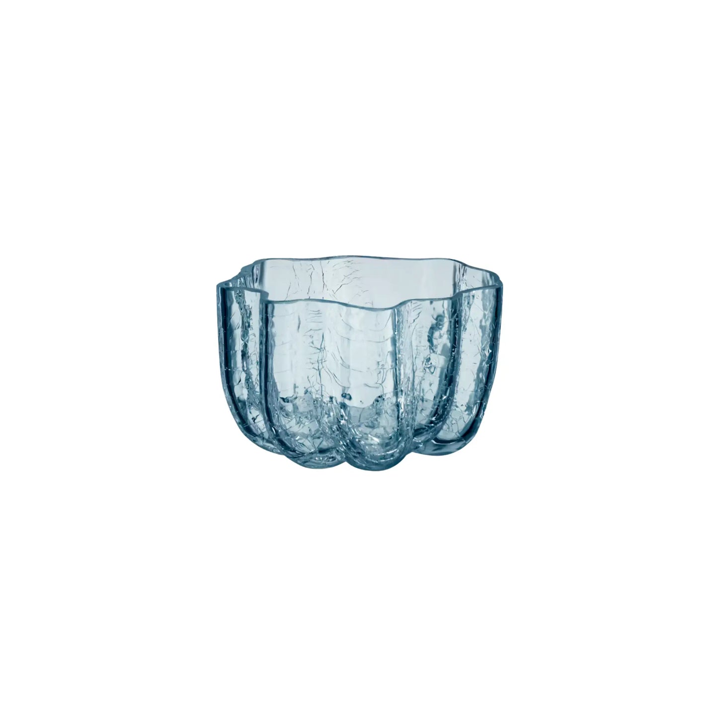 Kosta Boda, Crackle Ljuslykta Cirkulär 5,8 cm, Blå-Silvra Home