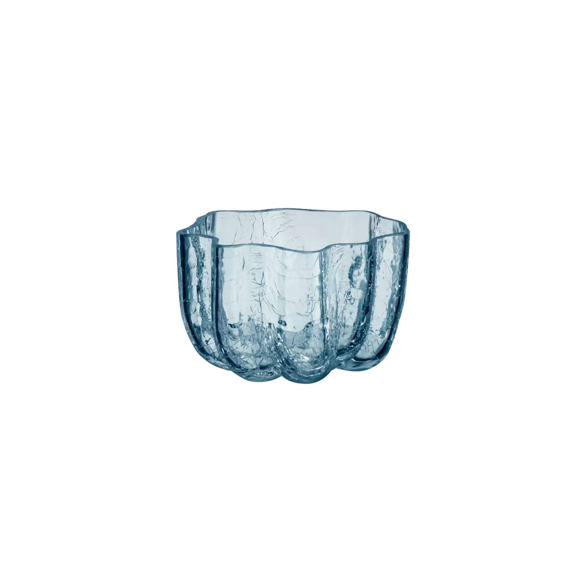 Kosta Boda, Crackle Ljuslykta Cirkulär 5,8 cm, Blå-Silvra Home
