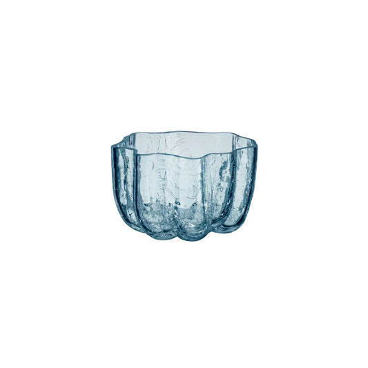 Kosta Boda, Crackle Ljuslykta Cirkulär 5,8 cm, Blå-Silvra Home