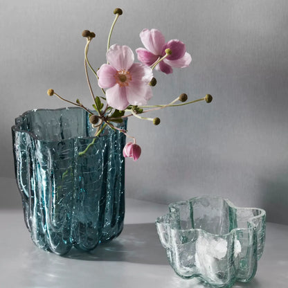 Kosta Boda, Crackle Vas Circular 12,1 cm, Blå-Silvra Home