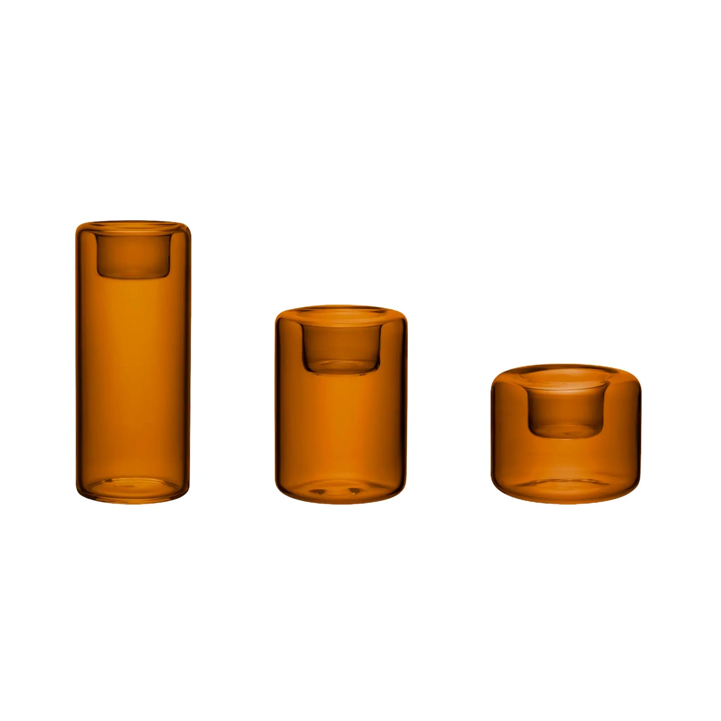 Kosta Boda, Happy Ljuslykta 3-pack 6,8, 10,5, 15 cm, Bärnsten-Silvra Home