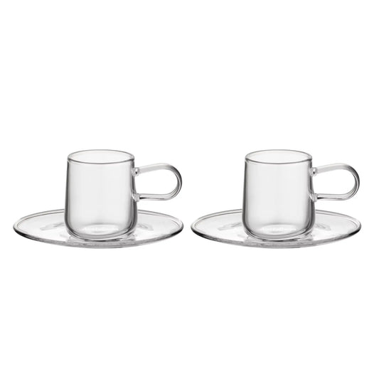 Kosta Boda, Viva Espresso Kopp Med Fat 8 cl 2-pack, Klar-Silvra Home